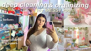 DEEP CLEANING MY MESSY ROOM 🫧 extreme declutter, summer cleaning, organize *this will motivate you*