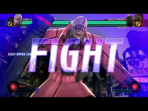 Spiderman & Nemesis VS Black Panther & Ghost Rider 4K UHD Gameplay | Marvel vs Capcom: Infinite