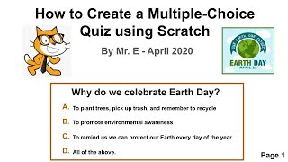 How to Create a Multiple Choice Quiz using Scratch