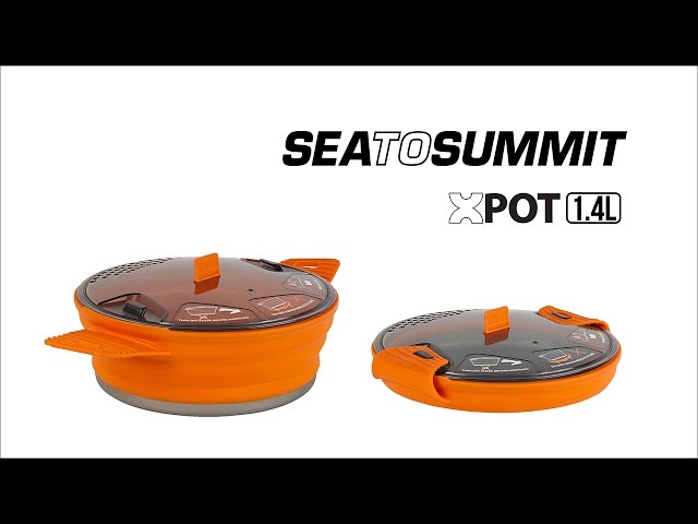 Видео Кастрюля складная с крышкой и алюминиевым дном Sea To Summit X-Pot Orange