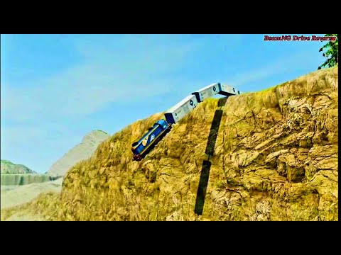 Reverse Trains vs Cliff Crashes -BeamNG Drive || Trains vs Cliff || Train Crashes