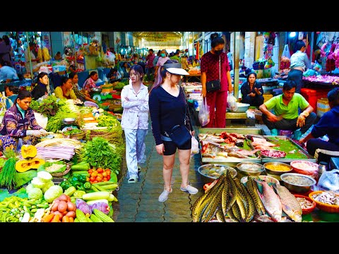 Cambodian Mixed  Food On The Street In Phnom Penh - Seafood, Vegetables, Fish, Shrimp, & More