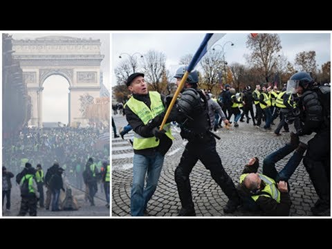 Stora protester i Paris – polisen skjuter tårgas