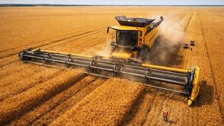 Record-Breaking Combine Power Up Close—Vintage tractors & farm machinery in action.