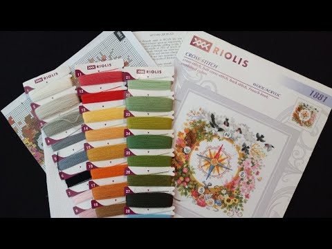 RIOLIS Pattern Prep - Threads, Key, Tips & Tricks Walk Thru "COMPASS" # 1881 - Cross Stitch Kit