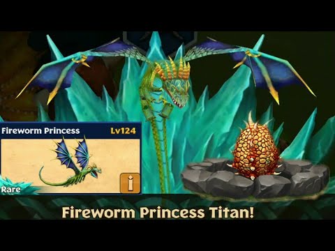 FIREWORM PRINCESS Max Level 124 Titan Mode - Rare Dragon - Dragons:Rise of Berk