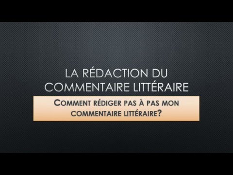 REDIGER UN COMMENTAIRE LITTERAIRE