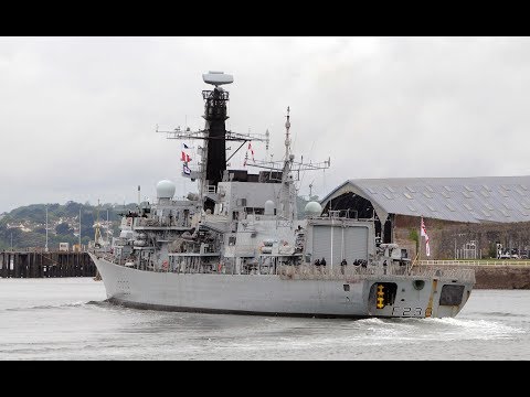 HMS NORTHUMBERLAND F238 ENTERS DEVONPORT NAVAL BASE AT ROYAL WILLIAM YARD - 31st May 2019