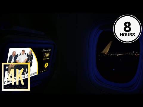 Dark Night Flight Ambience with in-flight Map | Takeoff & Landing | Cabin Lights Control | 8 Hours