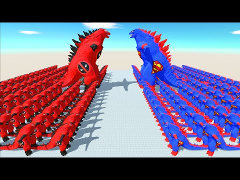 Superman Godzilla 2014 VS Dead Pool Godzilla 2014 Lava Death Run - Animal Revolt Battle Simulator
