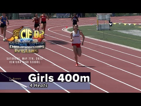 2022 TF - CIF-ss Prelims (D2) - 400 Meters (Girls, 4 Heats)