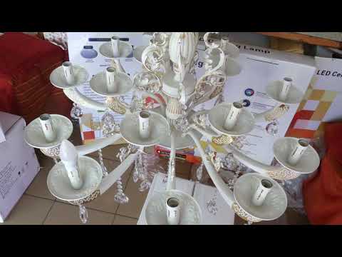 Как собрать большую хрустальную люстру 15 ламп свеча!!!