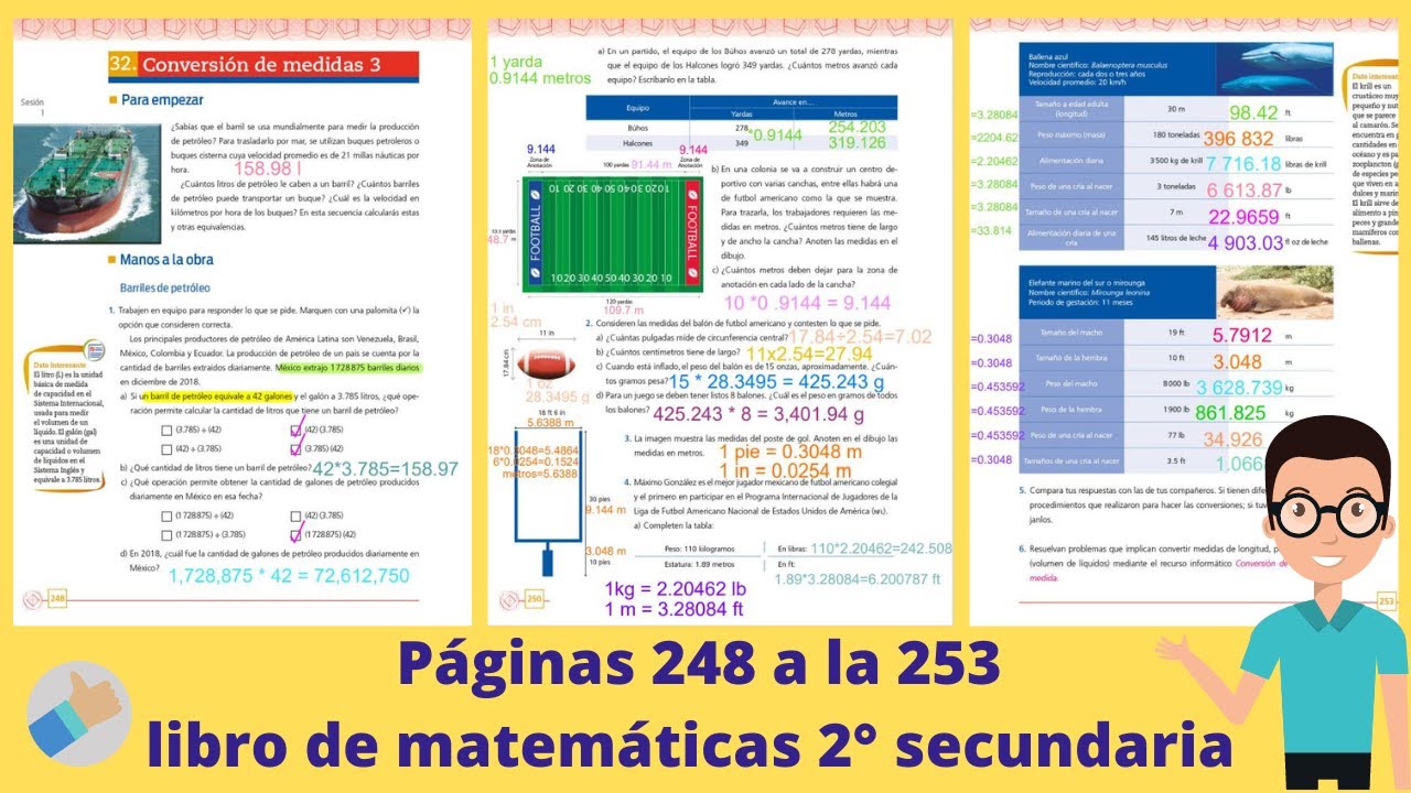 Páginas 248, 249, 250, 251, 252 y 253 matemáticas 2° secundaria