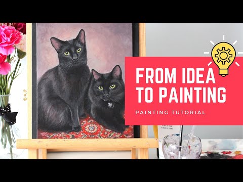 From Idea To Painting | Acrylic Cat Portrait