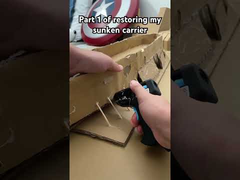 Restoring my sunken aircraft carrier to make it the Yorktown #backstreetboys #WWll #Cardboard crafts