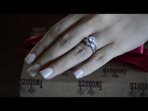 1.01 ct. Half Halo Prong And Channel Set Ring Guard - Twobirch  TB-GUARD-0025-WG-L