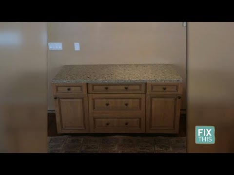 Part of a video titled Fix This: Installing cabinets on a budget - YouTube