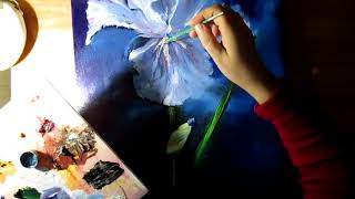 Смотреть онлайн Как рисовать цветок масляными красками