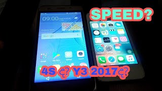 Huawei y3 2017 vs Iphone 4s Speed test