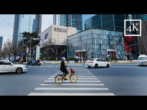 "4K" Caminhe pelo distrito comercial de Shanghai Jing 'an Temple ｜ Caminhada em Xangai ｜ China 4K