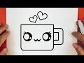 HOW TO DRAW A CUTE CUP MILK COFFEE, STEP BY STEP, DRAW Cute things