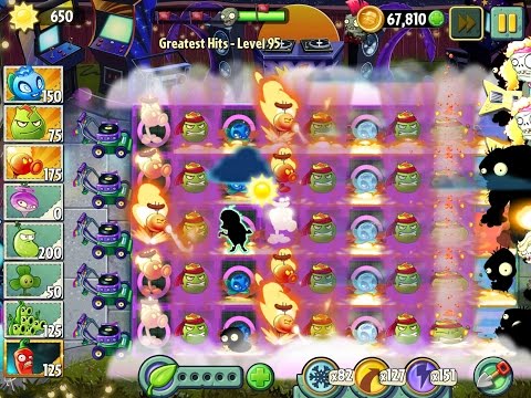 Plants vs Zombies 2 Greatest Hits Epic Hack - Level 95 - Firepea- Lava Guava - Electric Blueberry
