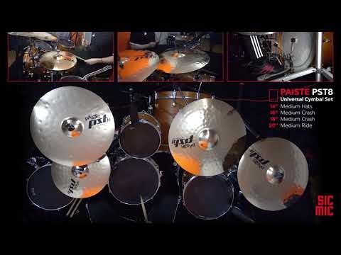 PAISTE PST8 Universal Cymbal Set 14” Medium Hats; 16" & 18" Crash and 20" Ride. Reflector Pack. 2002