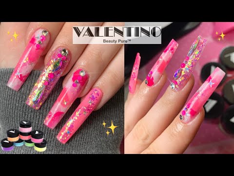 Trying the LAZYGIRL METHOD using Valentino ACRYLICS | DIY Acrylic Marble Nail Tutorial SO EASY!!