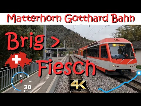 CAB RIDE 4K 🇨🇭 Brig - Fiesch / Matterhorn-Gotthard Bahn MGB RE42/43 🚞 Suisse / Schweiz / Switzerland