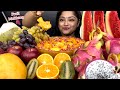 FIRST TIME ON THIS CHANNEL FRUIT MUKBANG 🍇🍎MANGO SAGO, WATERMELON, APPLE, GRAPES, DRAGON FRUIT, KIWI