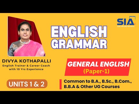 General English (Paper-1) Grammar Units-1 & 2