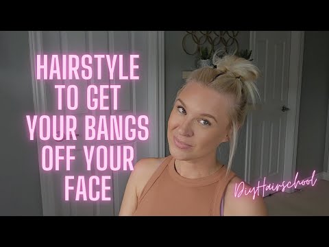 Part of a video titled How To Keep Your Bangs off Your Face - Easy Gym Hairstyle for Thin ...