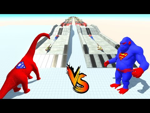 SUPERMAN BRACHIOSAURUS vs SUPERMAN GORO RACE BATTLE COMPETITION - ARBS