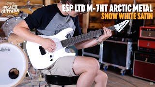 Video thumbnail for No talking...Just Tones | ESP LTD M-7HT Arctic Metal | Baritone - 7-String - Snow White Satin by Peach Guitars