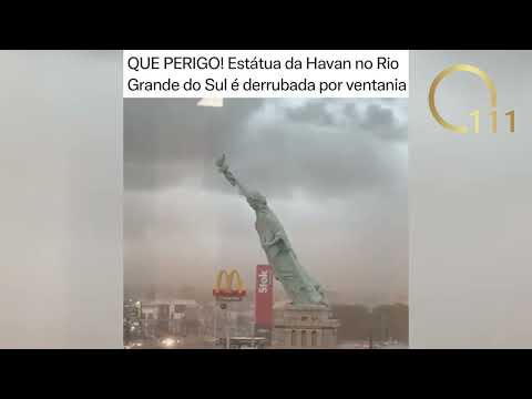 Que perigo! Estátua da Havan no Rio Grande do Sul é derrubada por ventania
