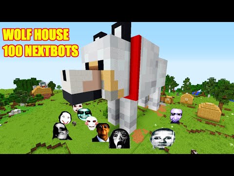 SURVIVAL WOLF HOUSE WITH 100 NEXTBOTS in Minecraft! Gameplay! Coffin Meme!