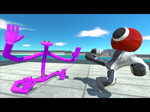 RAINBOW FRIENDS PURPLE VS RAINBOW FRIENDS RED DEATH RUN - Animal Revolt Battle Simulator