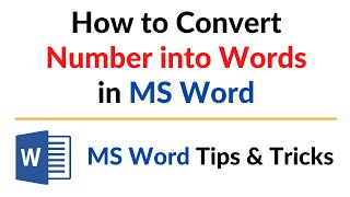 How to Convert Number into Words in MS Word