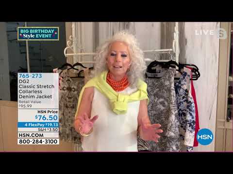 DG2 by Diane Gilman Classic Stretch Collarless Denim Jac...