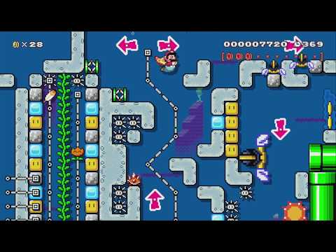 Water Zone LVL 3 Surf With Yoshi by Mythra - SUPER MARIO MAKER - NO COMMENTARY 1bh