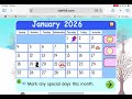 Starfall Calendar January 2026