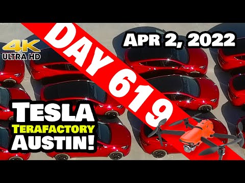 RED MODEL Ys IN PRODUCTION AT GIGA TEXAS! - Tesla Gigafactory Austin 4K  Day 619 - 4/2/22 - Tesla TX