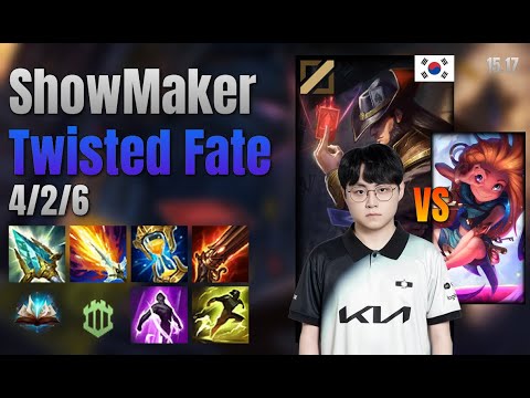 ShowMaker Mid Twisted Fate vs Zoe lol KR solo rank Full Game 15.17 | 쇼메이커 트위스티드 페이트 vs 조이