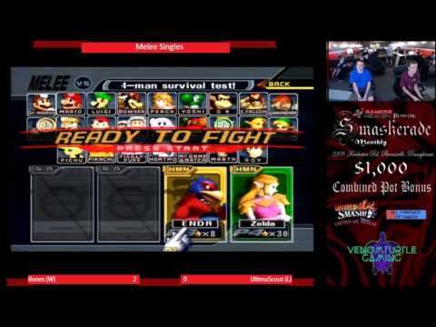 Smasherade 3 Melee Singles Grand Finals Bones (Falco) UltimaScout (Marth, Sheik, Fox)