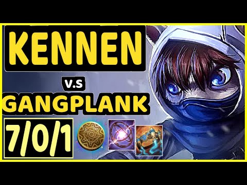 QUAS (KENNEN) vs GANGPLANK - 7/0/1 KDA TOP GAMEPLAY - NA Ranked GRANDMASTER