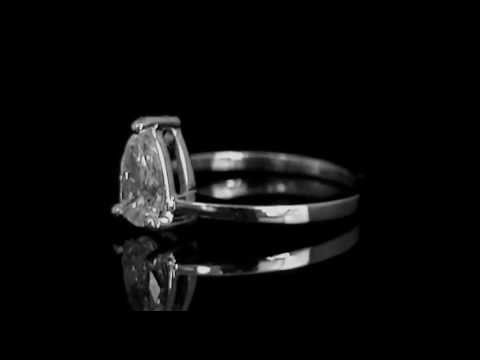 3/4 CT Pear Cut Diamond Solitaire Engagement Cocktail Ring in 14K White Gold