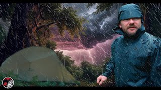 Unbelievable Amounts of Rain - INTENSE THUNDERSTORM CAMPING in Heavy RAIN with Lightning