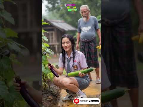 She took fresh vegetables from the garden! heavy rain in village life #rainyday #fyp #heavyrain