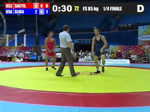 2012 Cadet Worlds 85kg - Mitch Sliga (USA) vs. Maksat Sagyrtayev (KGZ)