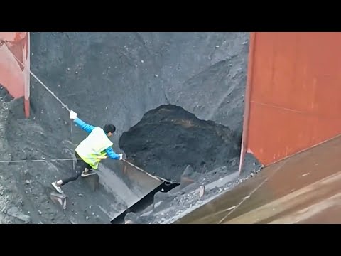 Large barge unloading coal!  view from the port side